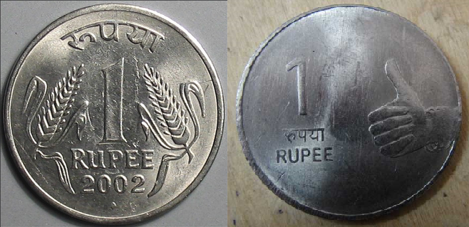 IndianRupee coin new and old
